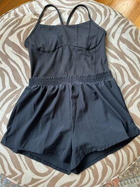 Ultimate Runsie | PINK - Sleeveless Romper with Elastic Waist, black